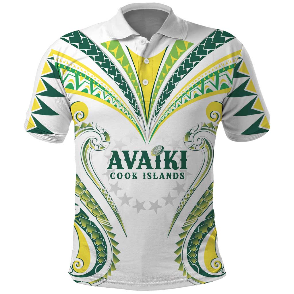 Custom Rugby Cook Islands Avaiki Polo Shirt White Kuki Airani Tribal Maori Inspired - Polynesian Pride