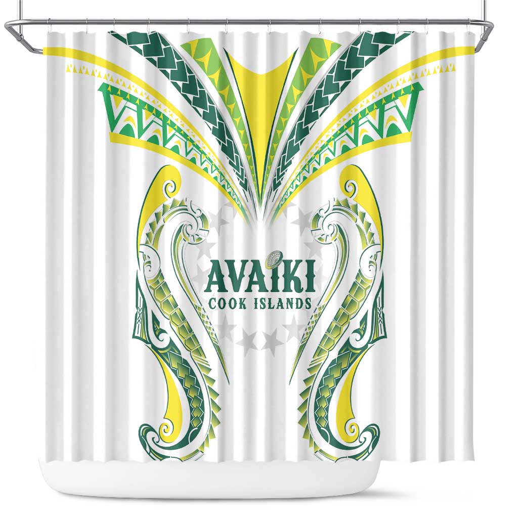 Rugby Cook Islands Avaiki Shower Curtain White Kuki Airani Tribal Maori Inspired LT9 White - Polynesian Pride