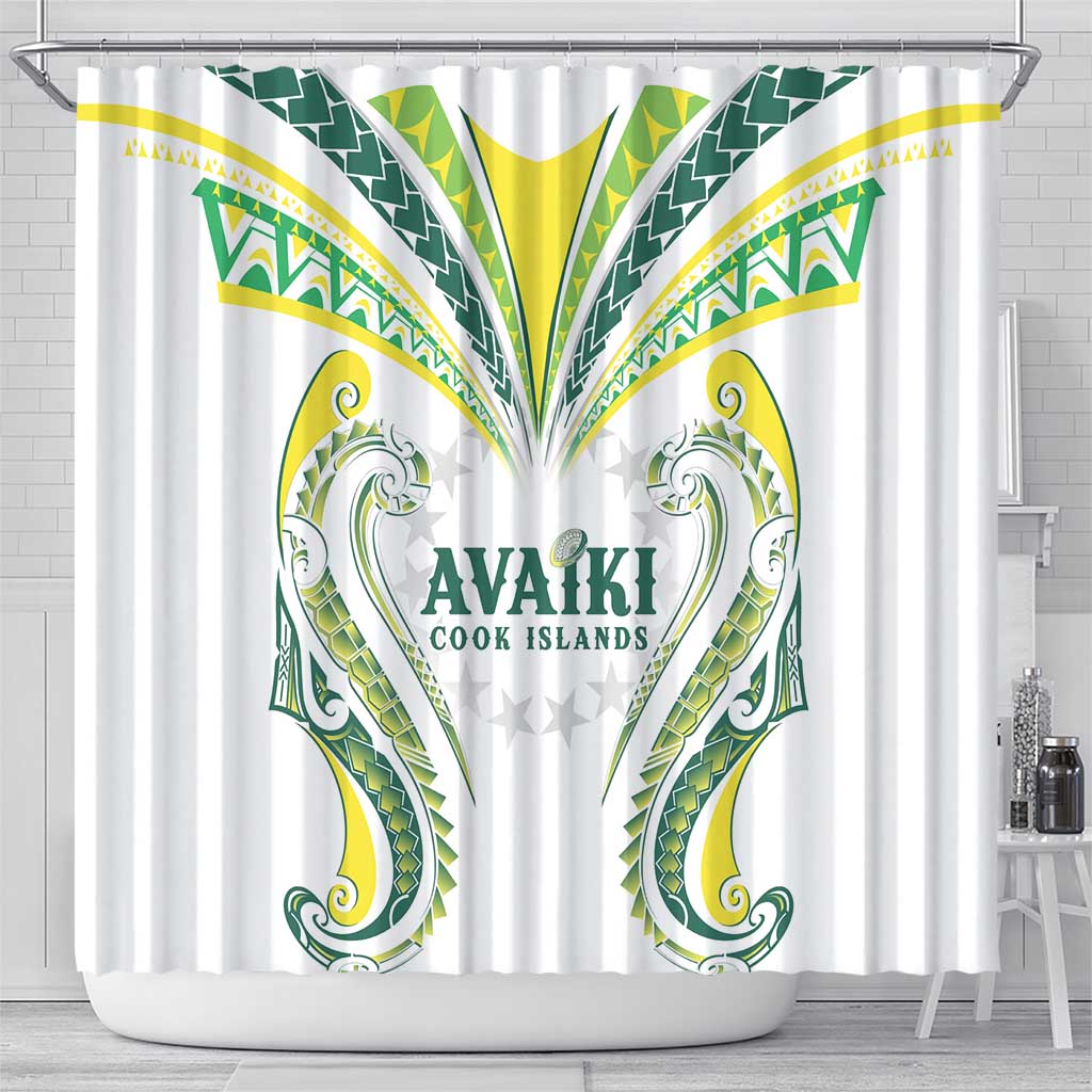 Rugby Cook Islands Avaiki Shower Curtain White Kuki Airani Tribal Maori Inspired LT9 - Polynesian Pride