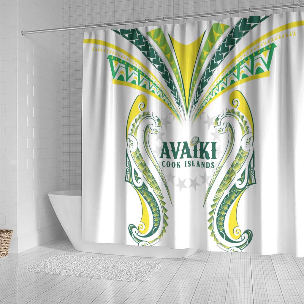 Rugby Cook Islands Avaiki Shower Curtain White Kuki Airani Tribal Maori Inspired LT9 - Polynesian Pride