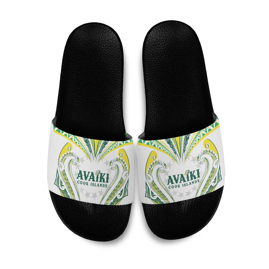 Rugby Cook Islands Avaiki Slide Sandals White Kuki Airani Tribal Maori Inspired LT9 White - Polynesian Pride