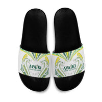 Rugby Cook Islands Avaiki Slide Sandals White Kuki Airani Tribal Maori Inspired LT9 White - Polynesian Pride