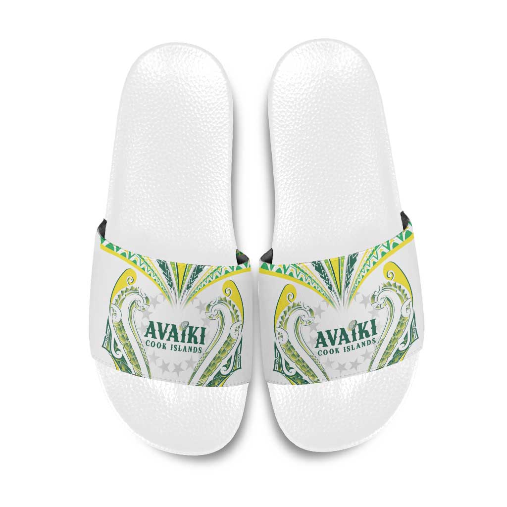 Rugby Cook Islands Avaiki Slide Sandals White Kuki Airani Tribal Maori Inspired LT9 White - Polynesian Pride