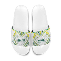 Rugby Cook Islands Avaiki Slide Sandals White Kuki Airani Tribal Maori Inspired LT9 White - Polynesian Pride