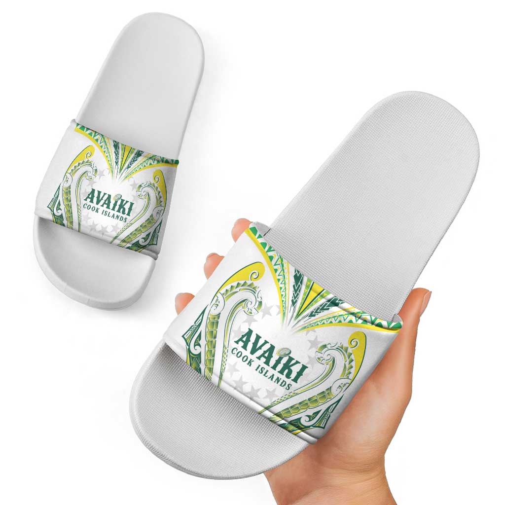 Rugby Cook Islands Avaiki Slide Sandals White Kuki Airani Tribal Maori Inspired LT9 - Polynesian Pride