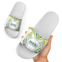 Rugby Cook Islands Avaiki Slide Sandals White Kuki Airani Tribal Maori Inspired LT9 - Polynesian Pride