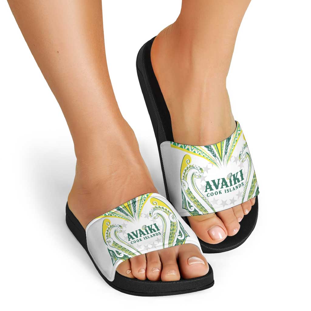 Rugby Cook Islands Avaiki Slide Sandals White Kuki Airani Tribal Maori Inspired LT9 - Polynesian Pride