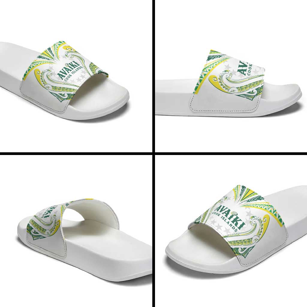 Rugby Cook Islands Avaiki Slide Sandals White Kuki Airani Tribal Maori Inspired LT9 - Polynesian Pride