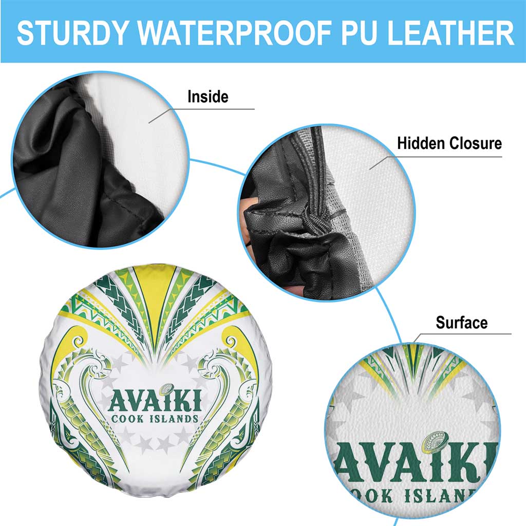 Rugby Cook Islands Avaiki Spare Tire Cover White Kuki Airani Tribal Maori Inspired - Polynesian Pride
