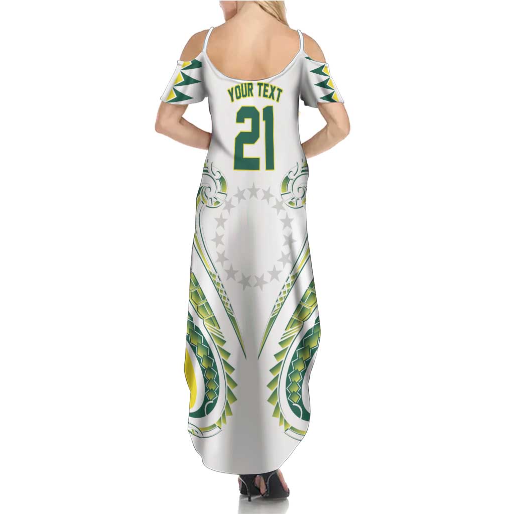 Custom Rugby Cook Islands Avaiki Summer Maxi Dress White Kuki Airani Tribal Maori Inspired LT9 - Polynesian Pride
