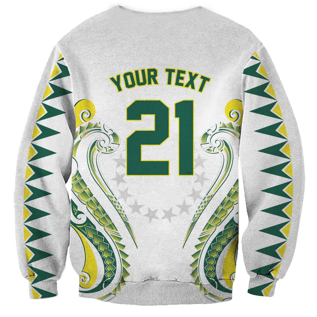 Custom Rugby Cook Islands Avaiki Sweatshirt White Kuki Airani Tribal Maori Inspired LT9 - Polynesian Pride