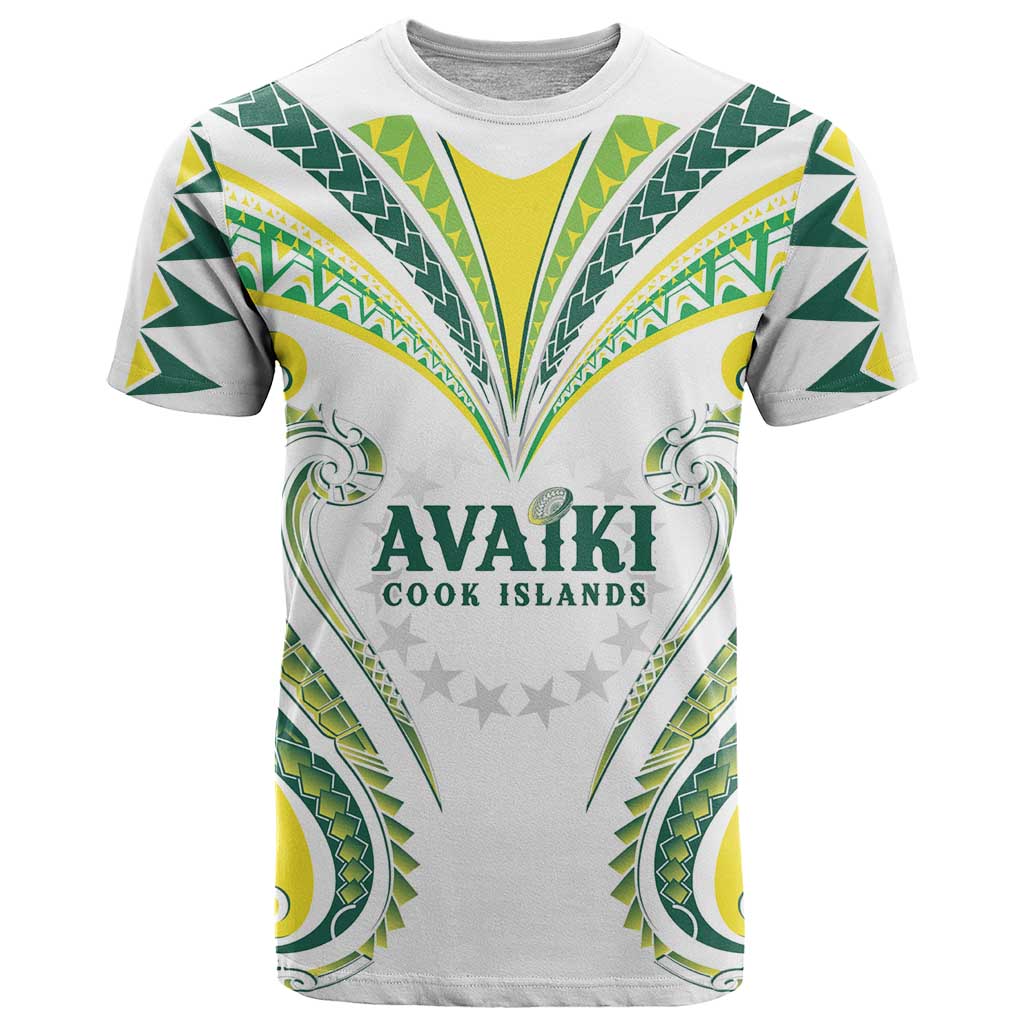 Custom Rugby Cook Islands Avaiki T Shirt White Kuki Airani Tribal Maori Inspired LT9 White - Polynesian Pride