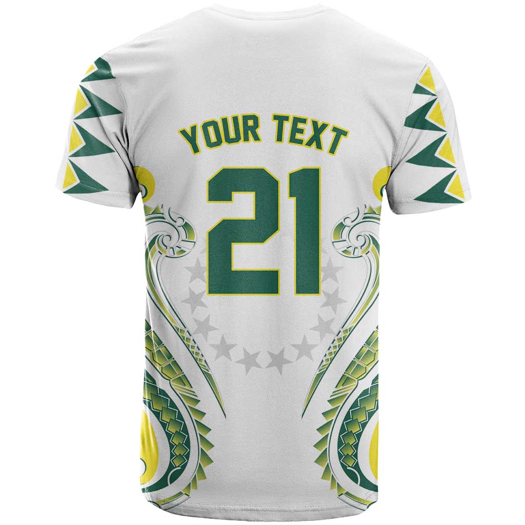 Custom Rugby Cook Islands Avaiki T Shirt White Kuki Airani Tribal Maori Inspired LT9 - Polynesian Pride