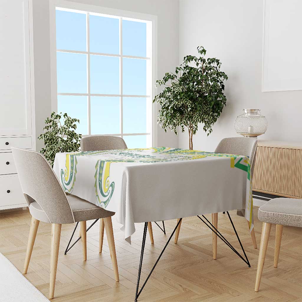 Rugby Cook Islands Avaiki Tablecloth White Kuki Airani Tribal Maori Inspired - Polynesian Pride