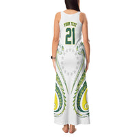 Custom Rugby Cook Islands Avaiki Tank Maxi Dress White Kuki Airani Tribal Maori Inspired LT9 - Polynesian Pride