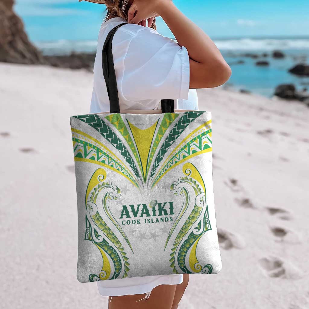 Rugby Cook Islands Avaiki Tote Bag White Kuki Airani Tribal Maori Inspired LT9 - Polynesian Pride