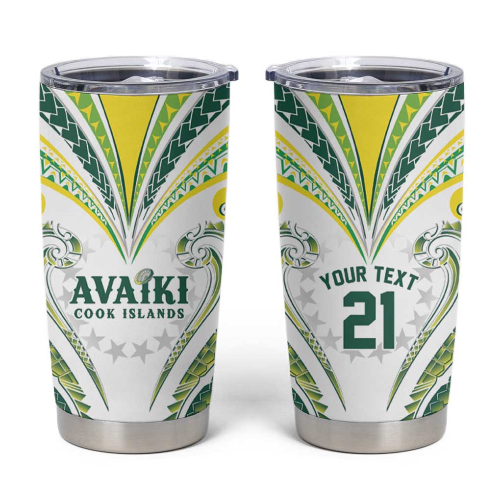 Custom Rugby Cook Islands Avaiki Tumbler Cup White Kuki Airani Tribal Maori Inspired LT9 White - Polynesian Pride