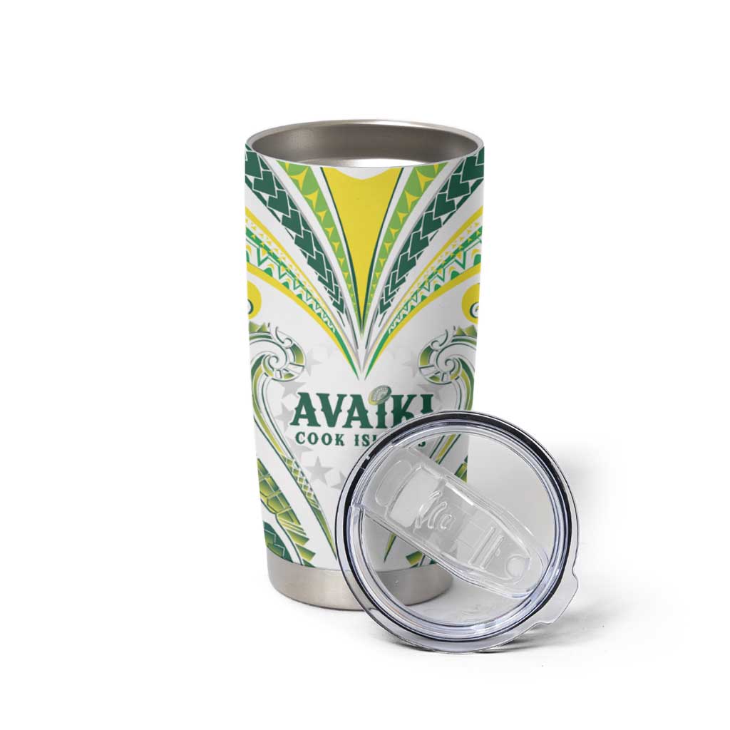 Custom Rugby Cook Islands Avaiki Tumbler Cup White Kuki Airani Tribal Maori Inspired LT9 - Polynesian Pride