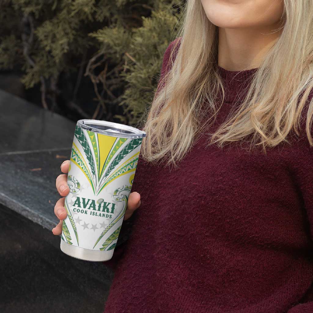 Custom Rugby Cook Islands Avaiki Tumbler Cup White Kuki Airani Tribal Maori Inspired LT9 - Polynesian Pride