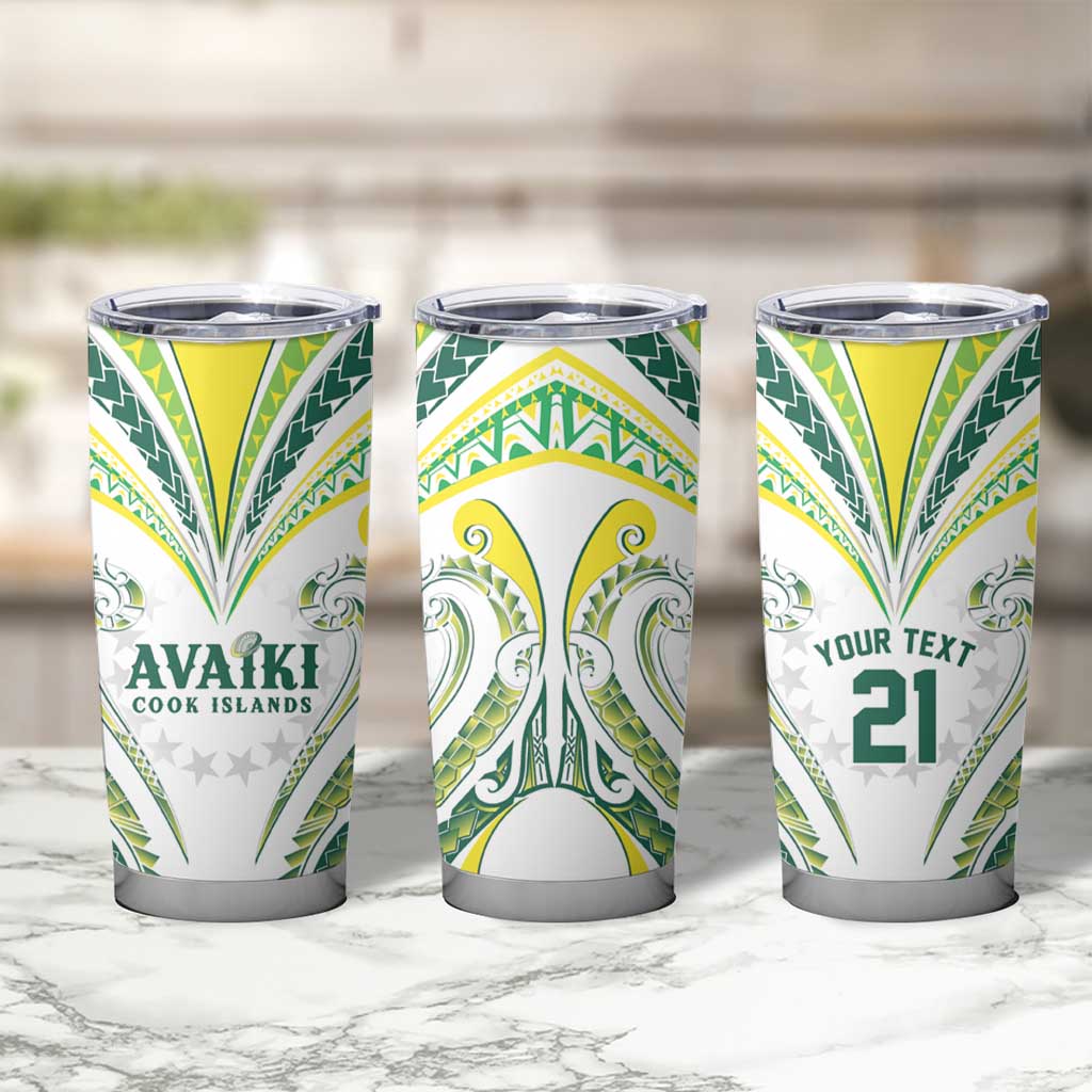 Custom Rugby Cook Islands Avaiki Tumbler Cup White Kuki Airani Tribal Maori Inspired LT9 - Polynesian Pride