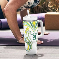 Custom Rugby Cook Islands Avaiki Tumbler With Handle White Kuki Airani Tribal Maori Inspired LT9 - Polynesian Pride