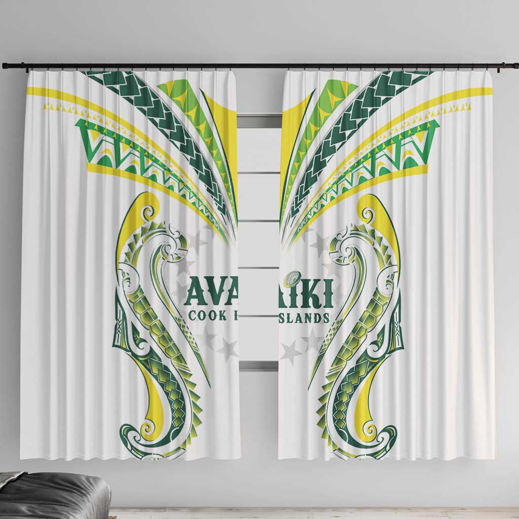 Rugby Cook Islands Avaiki Window Curtain White Kuki Airani Tribal Maori Inspired - Polynesian Pride