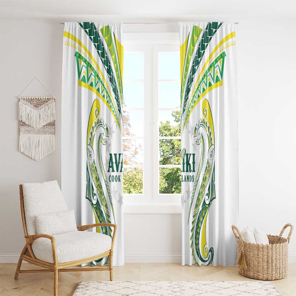 Rugby Cook Islands Avaiki Window Curtain White Kuki Airani Tribal Maori Inspired - Polynesian Pride