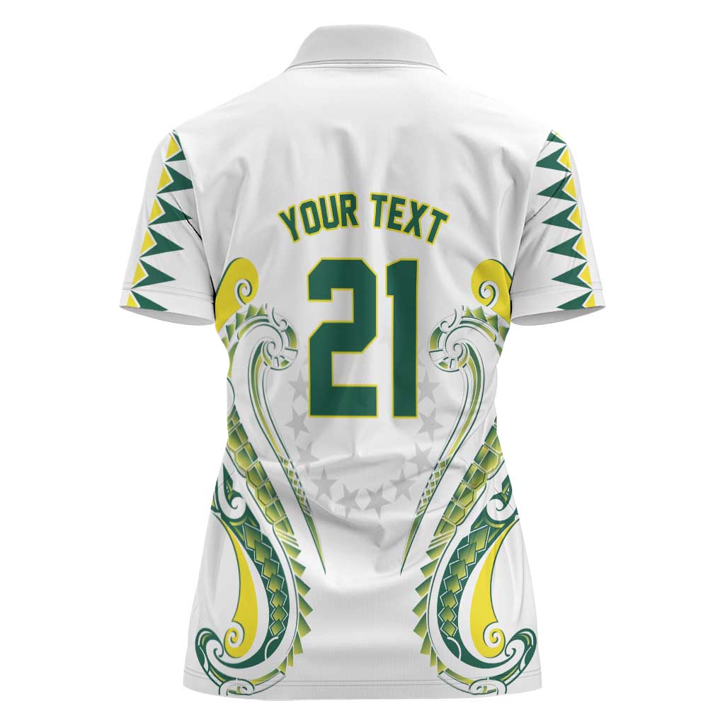 Custom Rugby Cook Islands Avaiki Women Polo Shirt White Kuki Airani Tribal Maori Inspired - Polynesian Pride