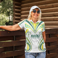 Custom Rugby Cook Islands Avaiki Women Polo Shirt White Kuki Airani Tribal Maori Inspired - Polynesian Pride