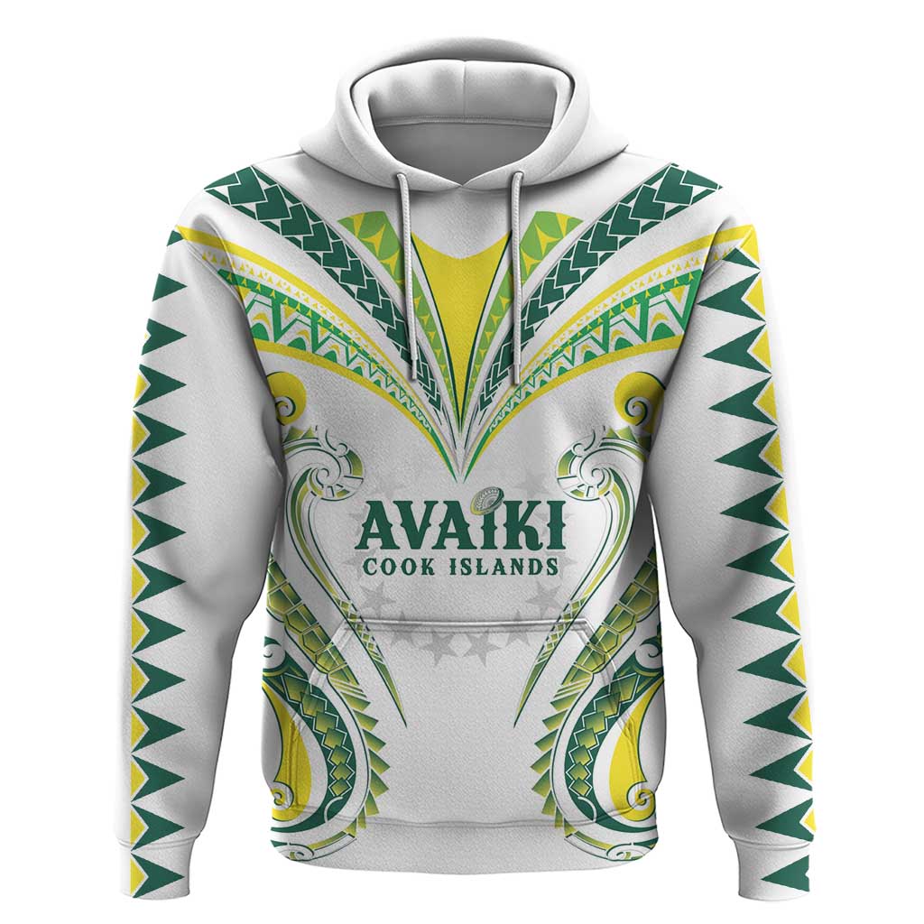 Custom Rugby Cook Islands Avaiki Zip Hoodie White Kuki Airani Tribal Maori Inspired LT9 Pullover Hoodie White - Polynesian Pride