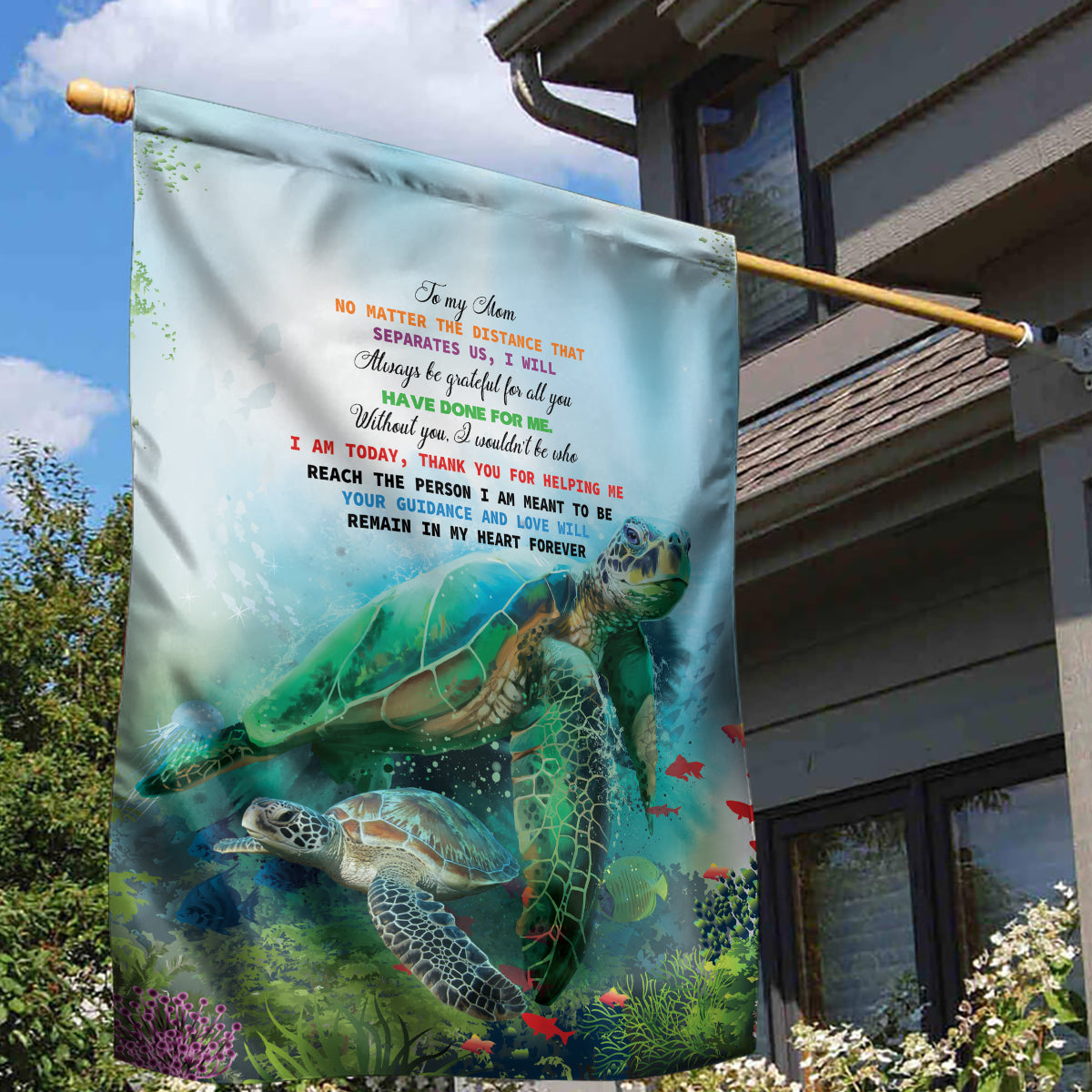 Polynesia Mother's Day Garden Flag Magnificent Sea Turtle Of Love and Gratitude