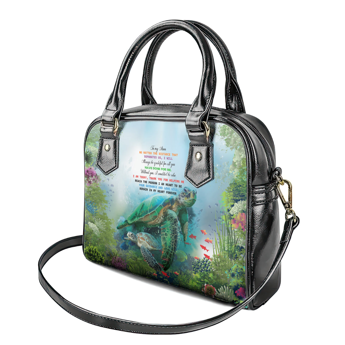 Polynesia Mother's Day Shoulder Handbag Magnificent Sea Turtle Of Love and Gratitude