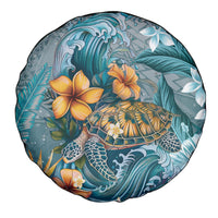 Sea Turtle In The Ocean Spare Tire Cover with Polynesian Pattern Arty Style