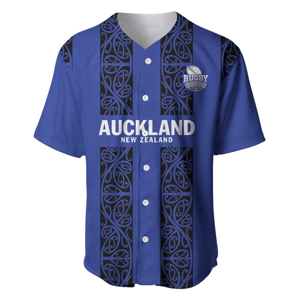 Custom Oceania Football NZ Auckland Baseball Jersey Maori Tribal Pattern LT9 Blue - Polynesian Pride