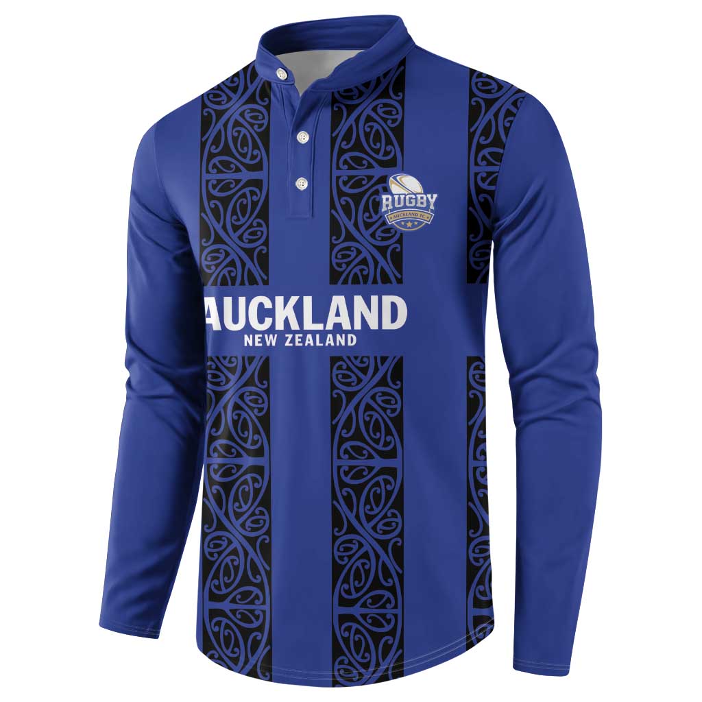Custom Oceania Football NZ Auckland Button Sweatshirt Maori Tribal Pattern