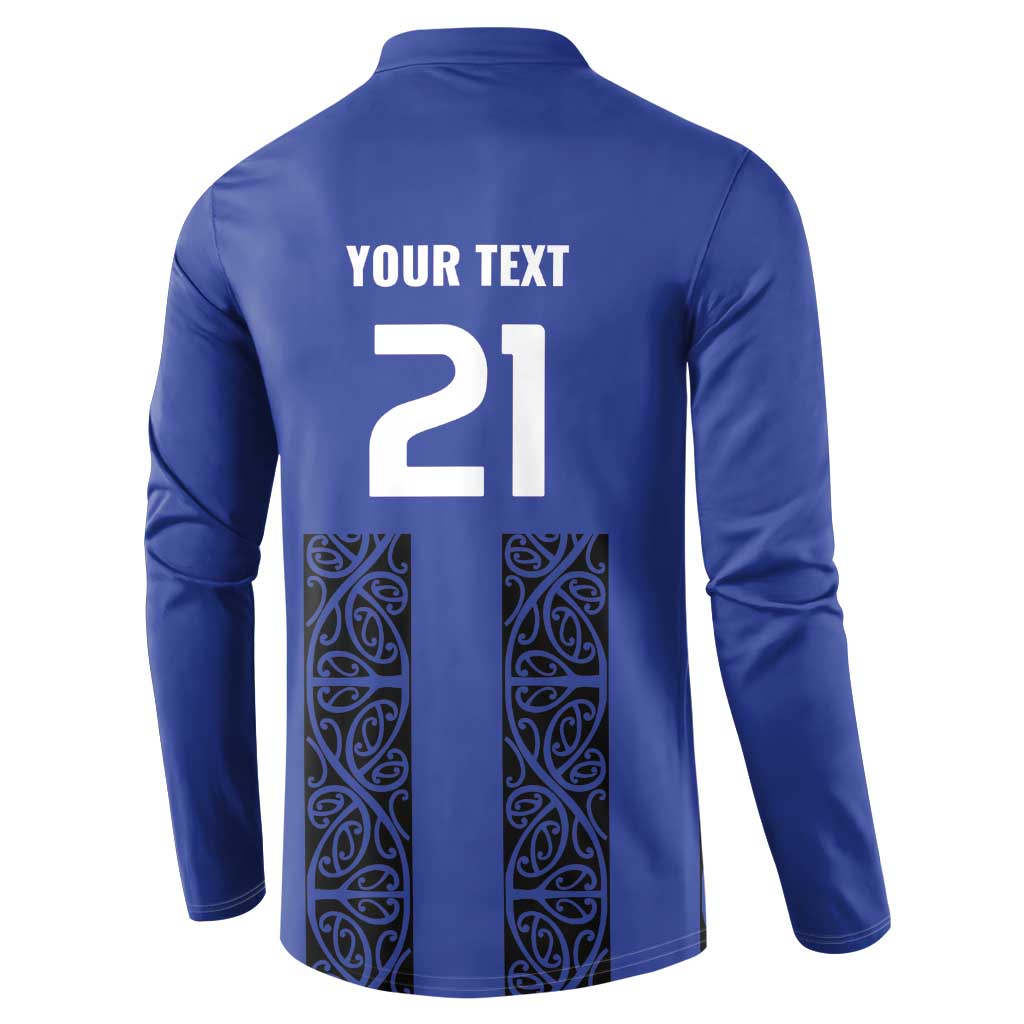 Custom Oceania Football NZ Auckland Button Sweatshirt Maori Tribal Pattern