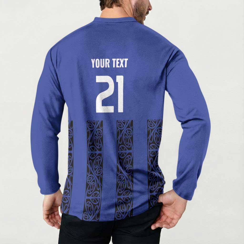 Custom Oceania Football NZ Auckland Button Sweatshirt Maori Tribal Pattern