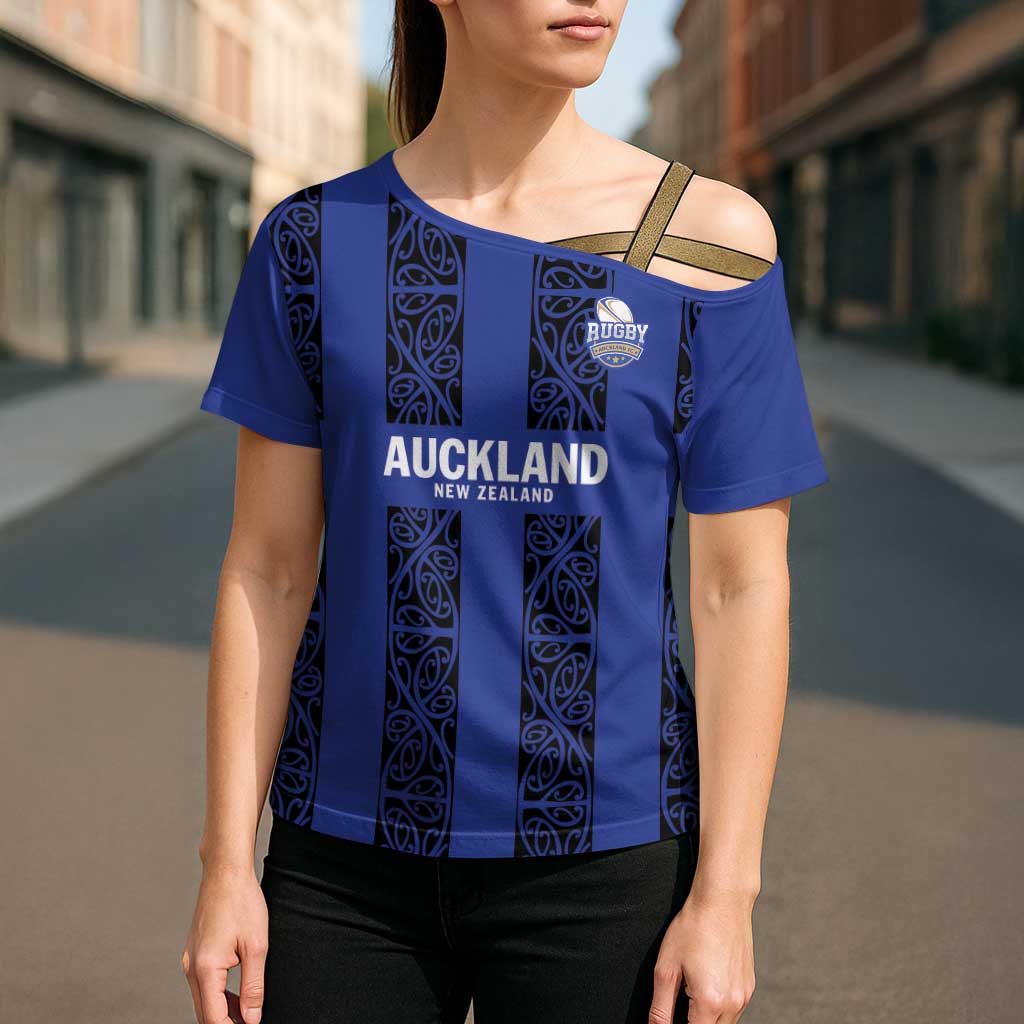 Custom Oceania Football NZ Auckland Cross Shoulder Shirt Maori Tribal Pattern