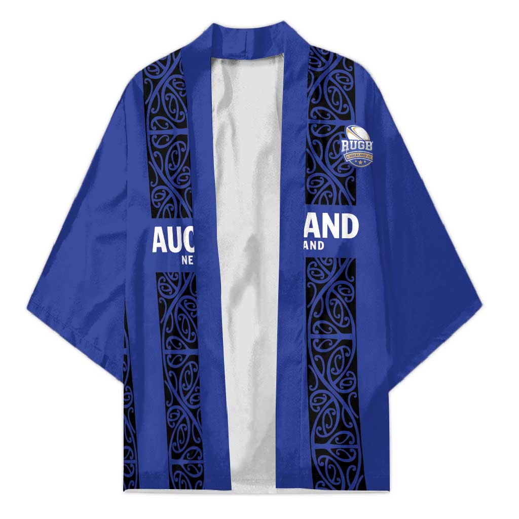Custom Oceania Football NZ Auckland Kimono Maori Tribal Pattern LT9 Unisex Blue - Polynesian Pride