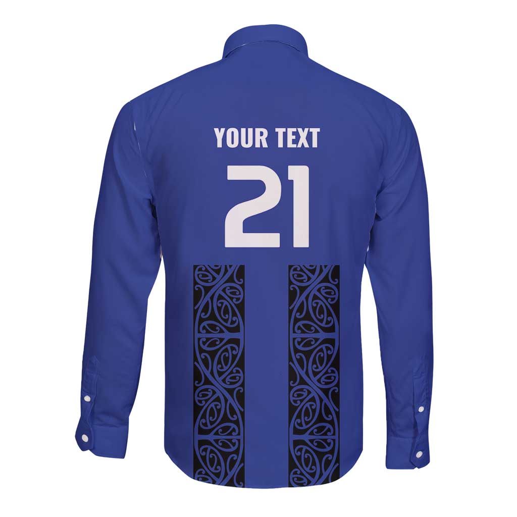 Custom Oceania Football NZ Auckland Long Sleeve Button Shirt Maori Tribal Pattern LT9 - Polynesian Pride