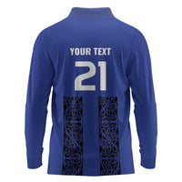 Custom Oceania Football NZ Auckland Long Sleeve Polo Shirt Maori Tribal Pattern LT9 - Polynesian Pride