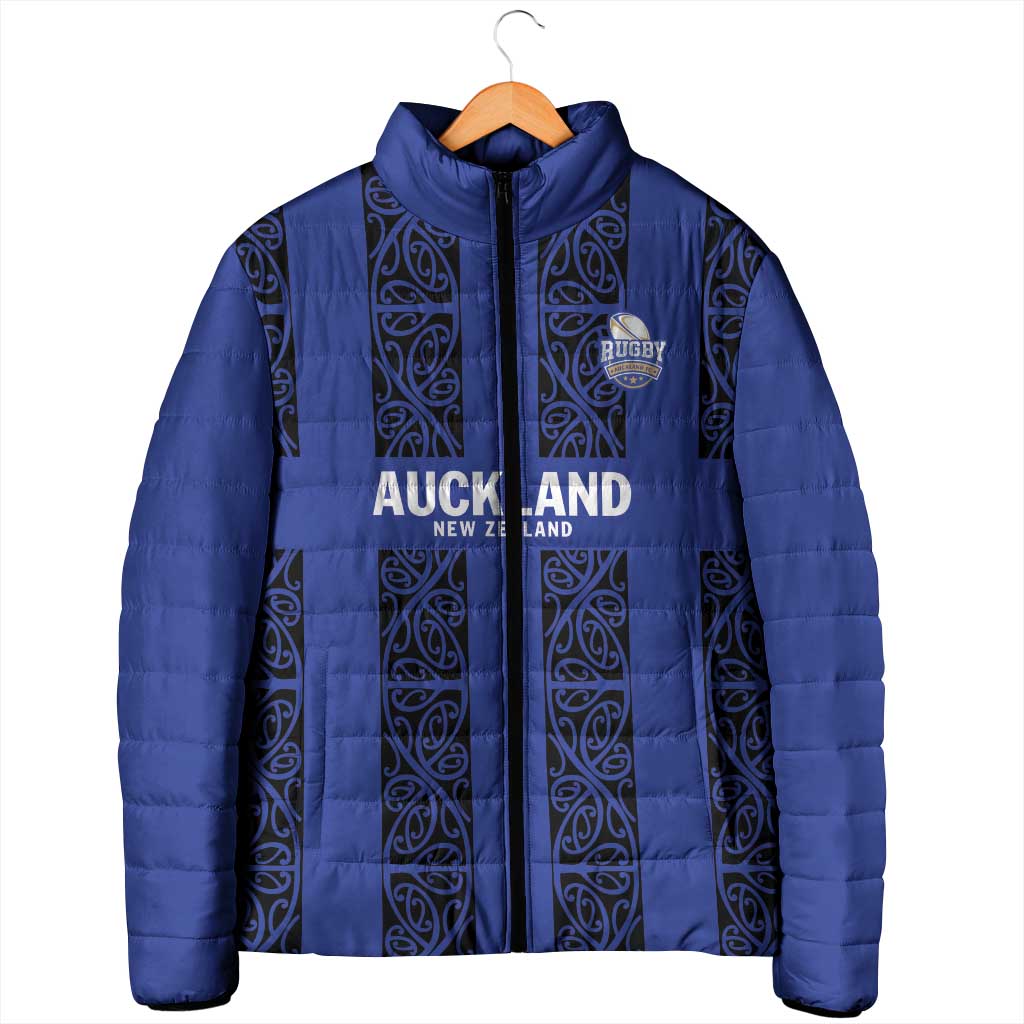 Custom Oceania Football NZ Auckland Padded Jacket Maori Tribal Pattern