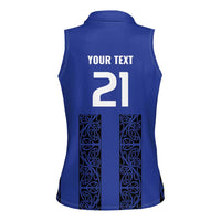 Custom Oceania Football NZ Auckland Women Sleeveless Polo Shirt Maori Tribal Pattern LT9 - Polynesian Pride