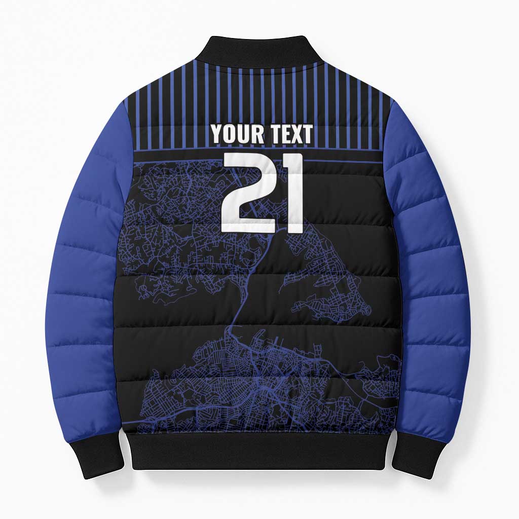 Custom Oceania Football NZ Auckland Bomber Puffer Jacket Minimal City Map Style