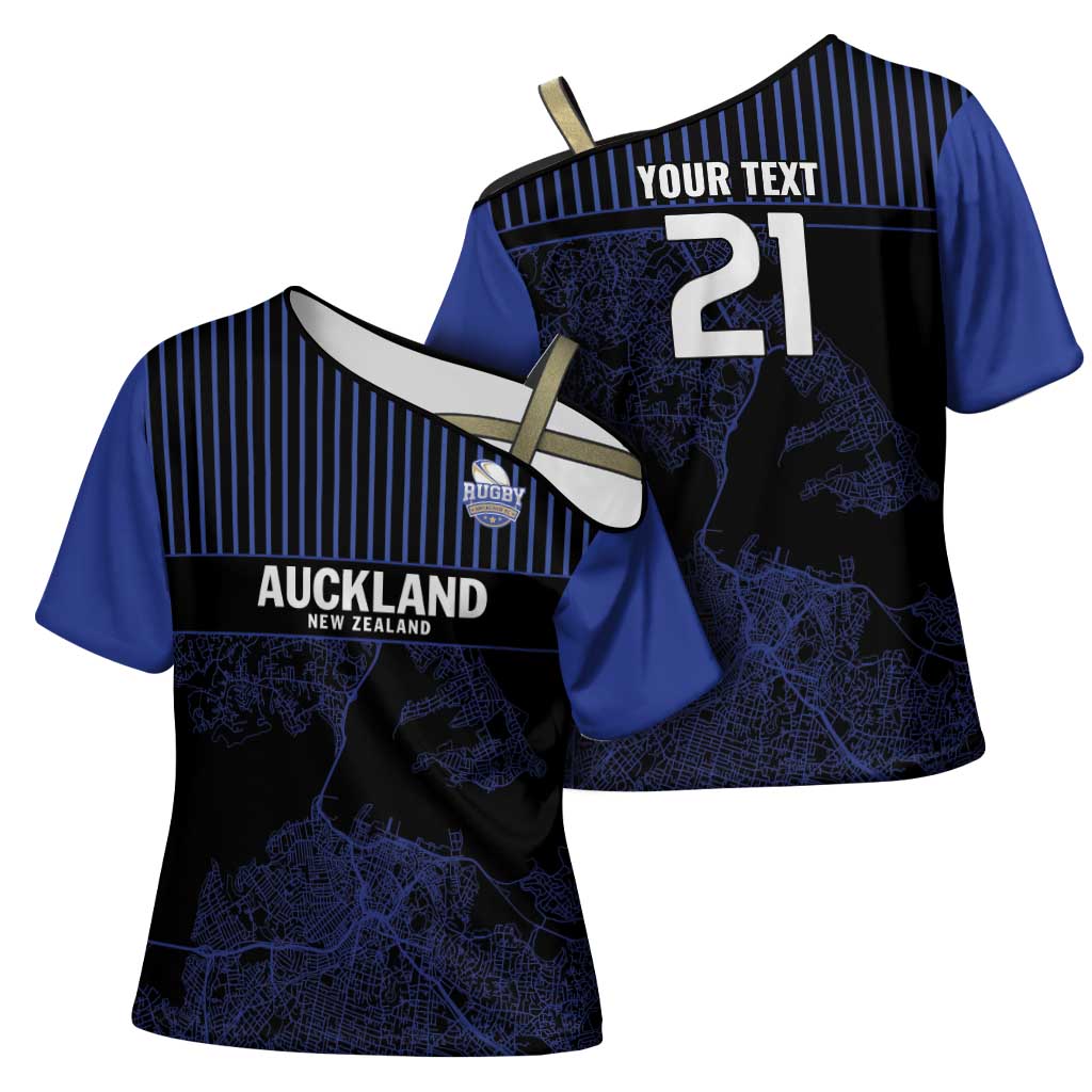 Custom Oceania Football NZ Auckland Cross Shoulder Shirt Minimal City Map Style