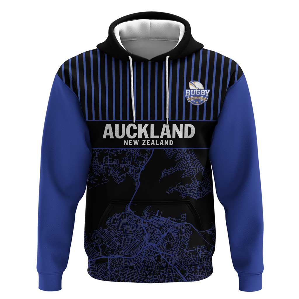 Custom Oceania Football NZ Auckland Hoodie Minimal City Map Style LT9 Pullover Hoodie Blue - Polynesian Pride