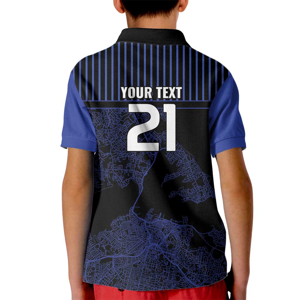 Custom Oceania Football NZ Auckland Kid Polo Shirt Minimal City Map Style LT9 - Polynesian Pride