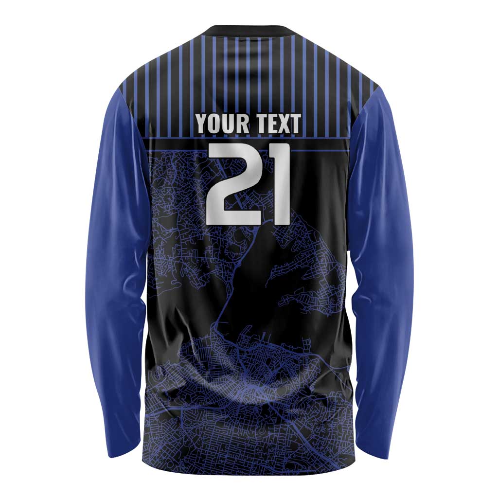 Custom Oceania Football NZ Auckland Long Sleeve Shirt Minimal City Map Style