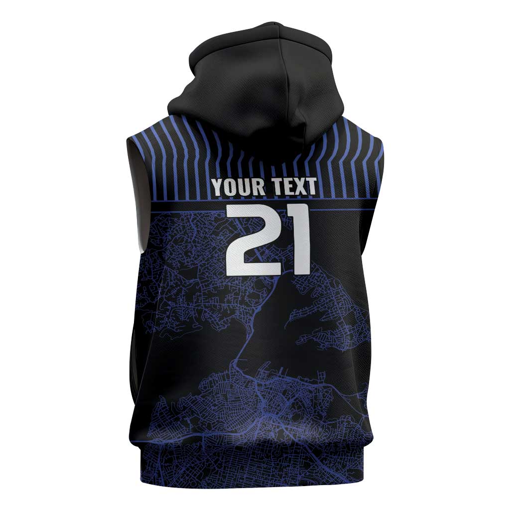 Custom Oceania Football NZ Auckland Sleeveless Hoodie Minimal City Map Style