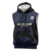 Custom Oceania Football NZ Auckland Sleeveless Zip Hoodie Minimal City Map Style LT9 Blue - Polynesian Pride